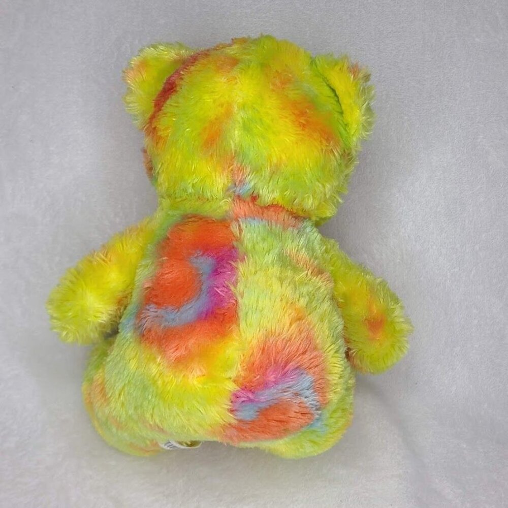 A&A Global Rainbow Bear 12" Plush Toy Stuffed Animal Sitting Yellow Tie Dye - Picture 4 of 11